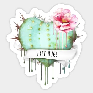 Cactus heart watercolor purple flower free hugs Sticker